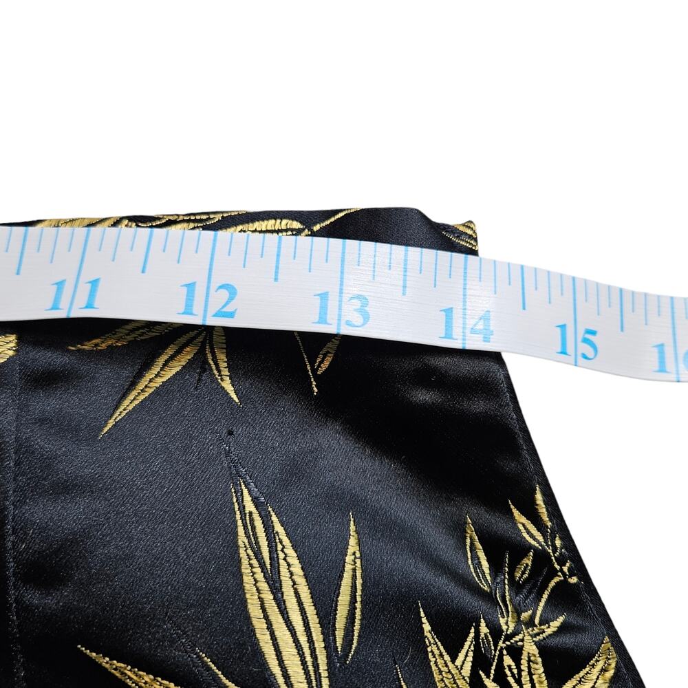 EUC‎ VTG Solz Squirrel Brocade Mini Skirt Sz. L* Black & Gold Bamboo Print - Picture 5 of 9